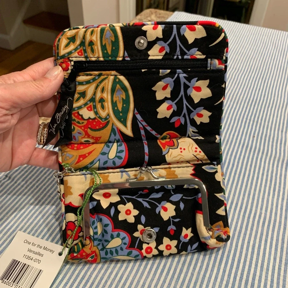 NWT Vera Bradley Black Multicolor Floral Wallet